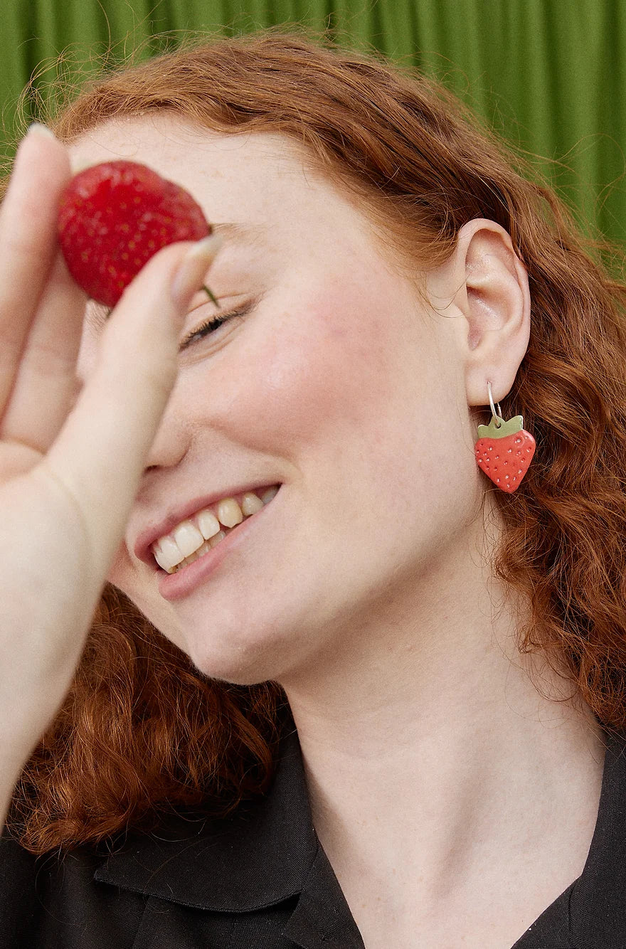 Strawberry Ceramic Mini Hoops