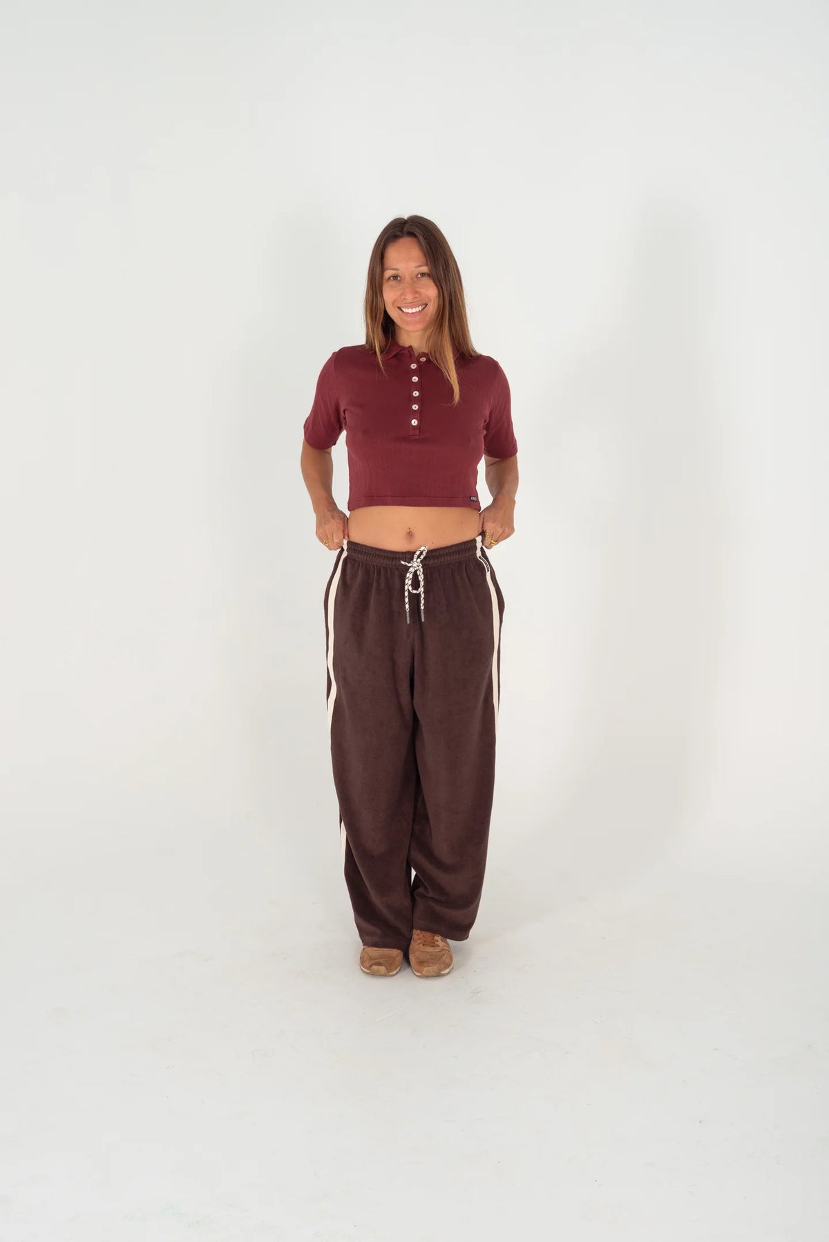 Beach Pj Collar Tee in Burgundy