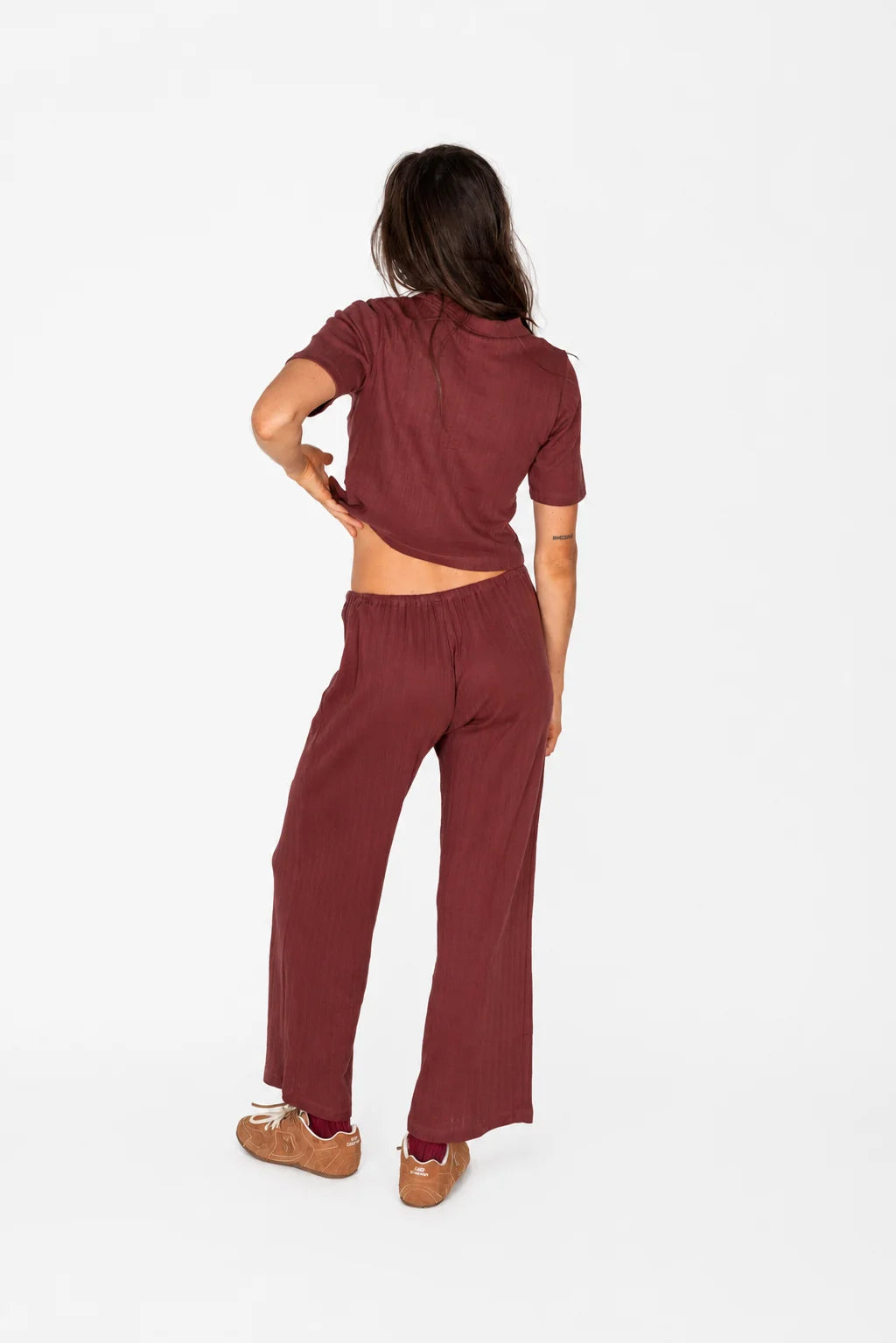 Beach Pj Pointelle Pants in Burgundy