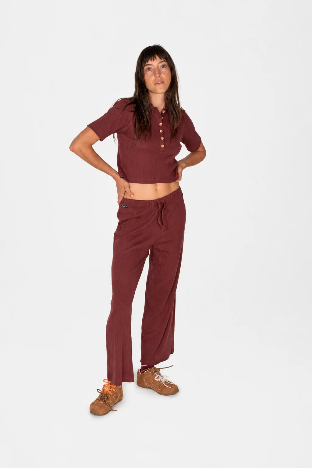 Beach Pj Pointelle Pants in Burgundy