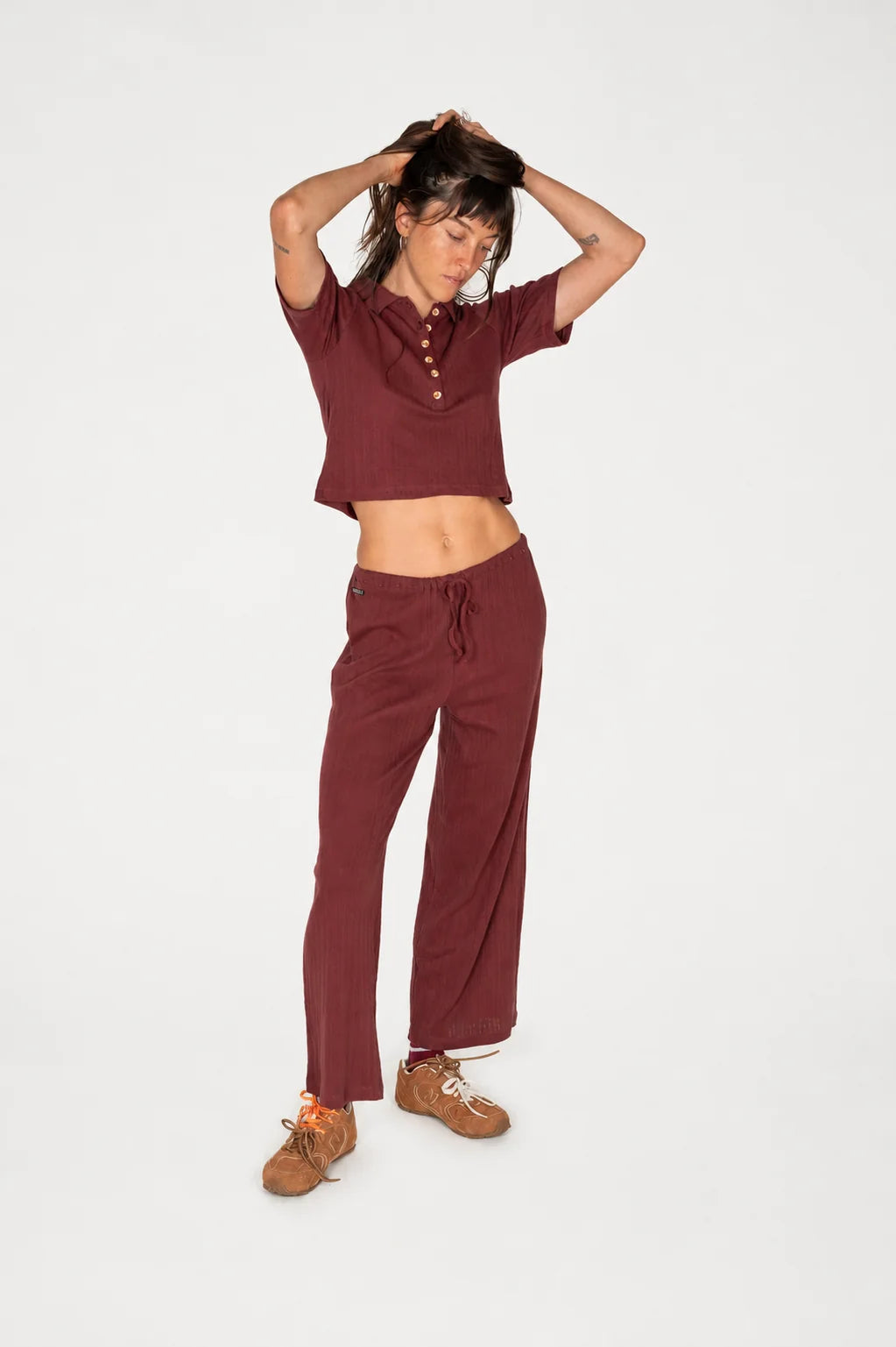 Beach Pj Pointelle Pants in Burgundy