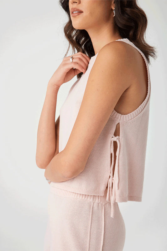 Poppy Cotton Linen Tank- Soft Pink