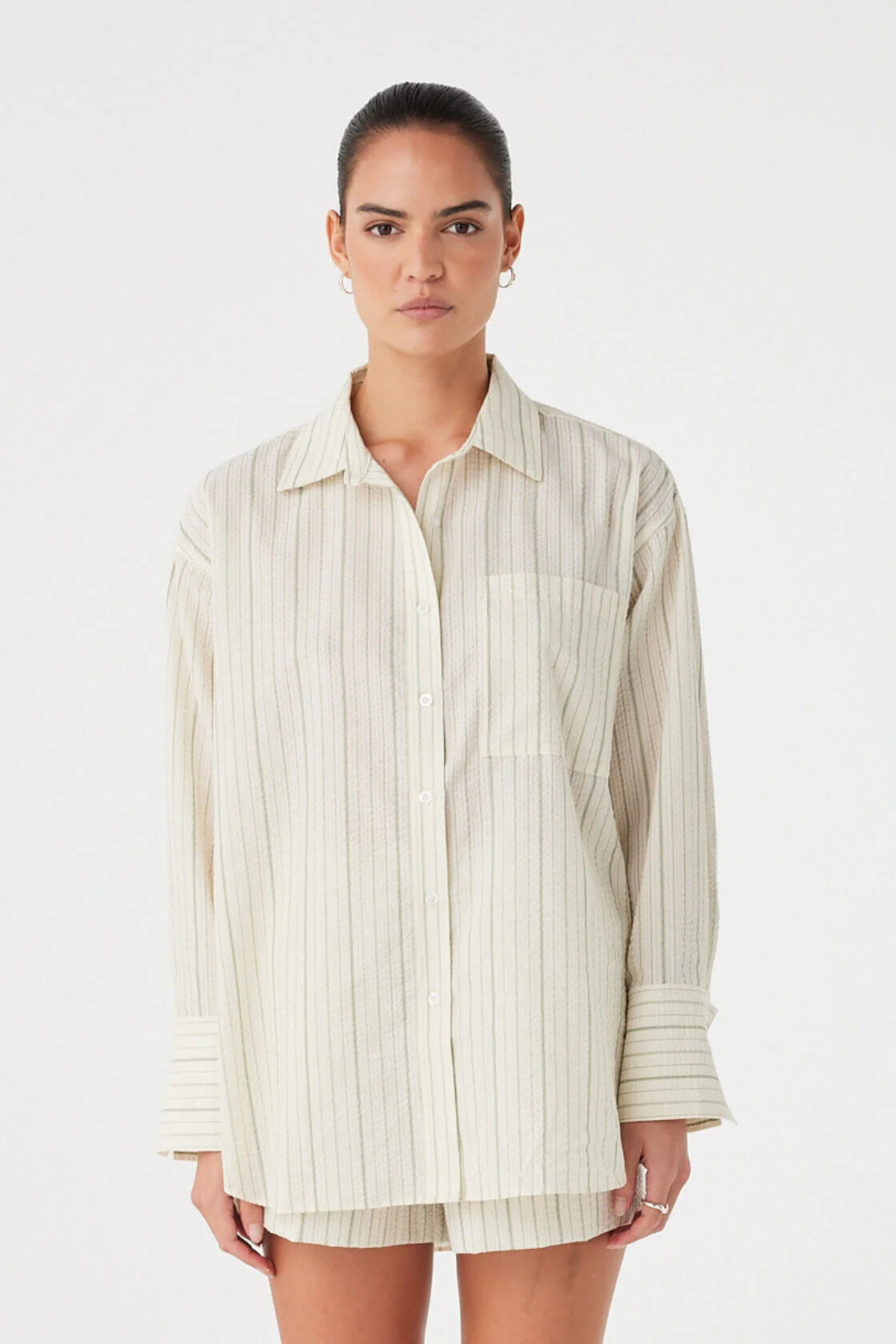 Rae Shirt - Olive Stripe