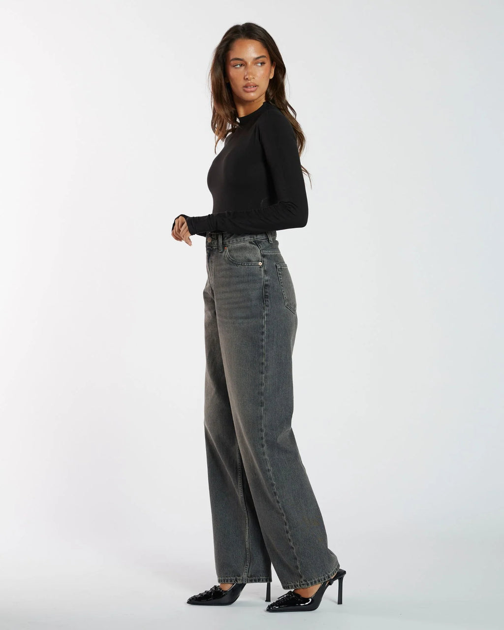 Donna Baggy Jeans - Mid Grey Used
