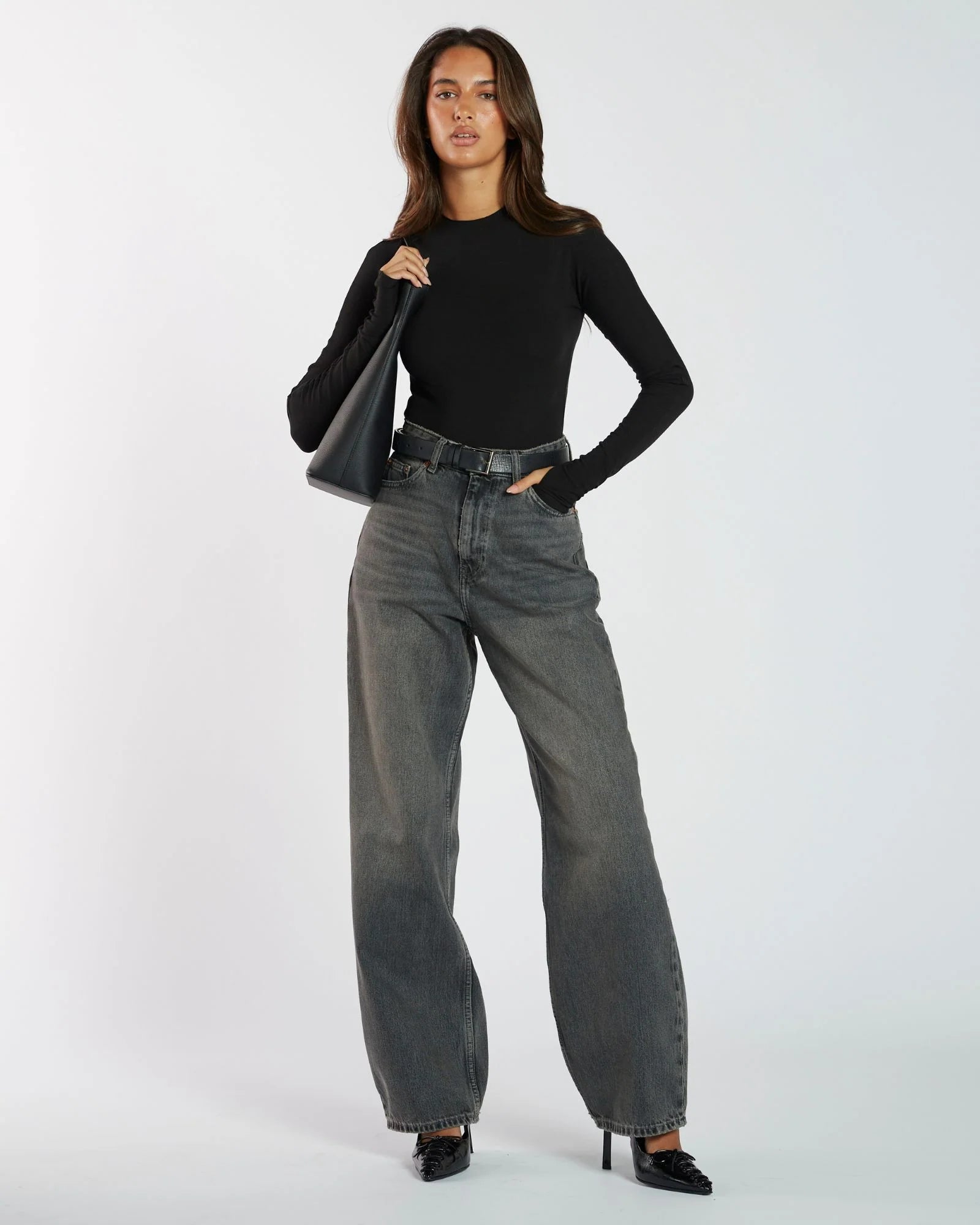 Donna Baggy Jeans - Mid Grey Used