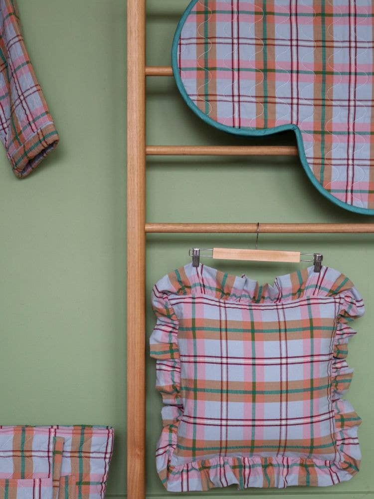 Confetti Plaid Cushion: With feather insert