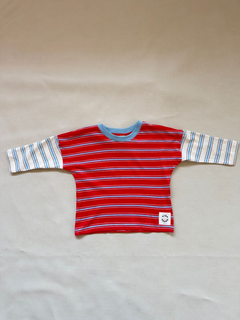 Rowan LS Tee - Poppy/Cream Stripe