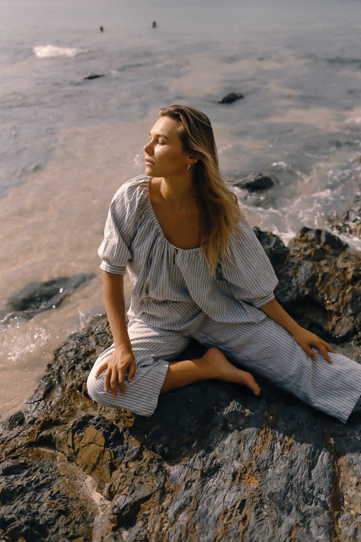 Chloe Blouse Washed Blue Stripe