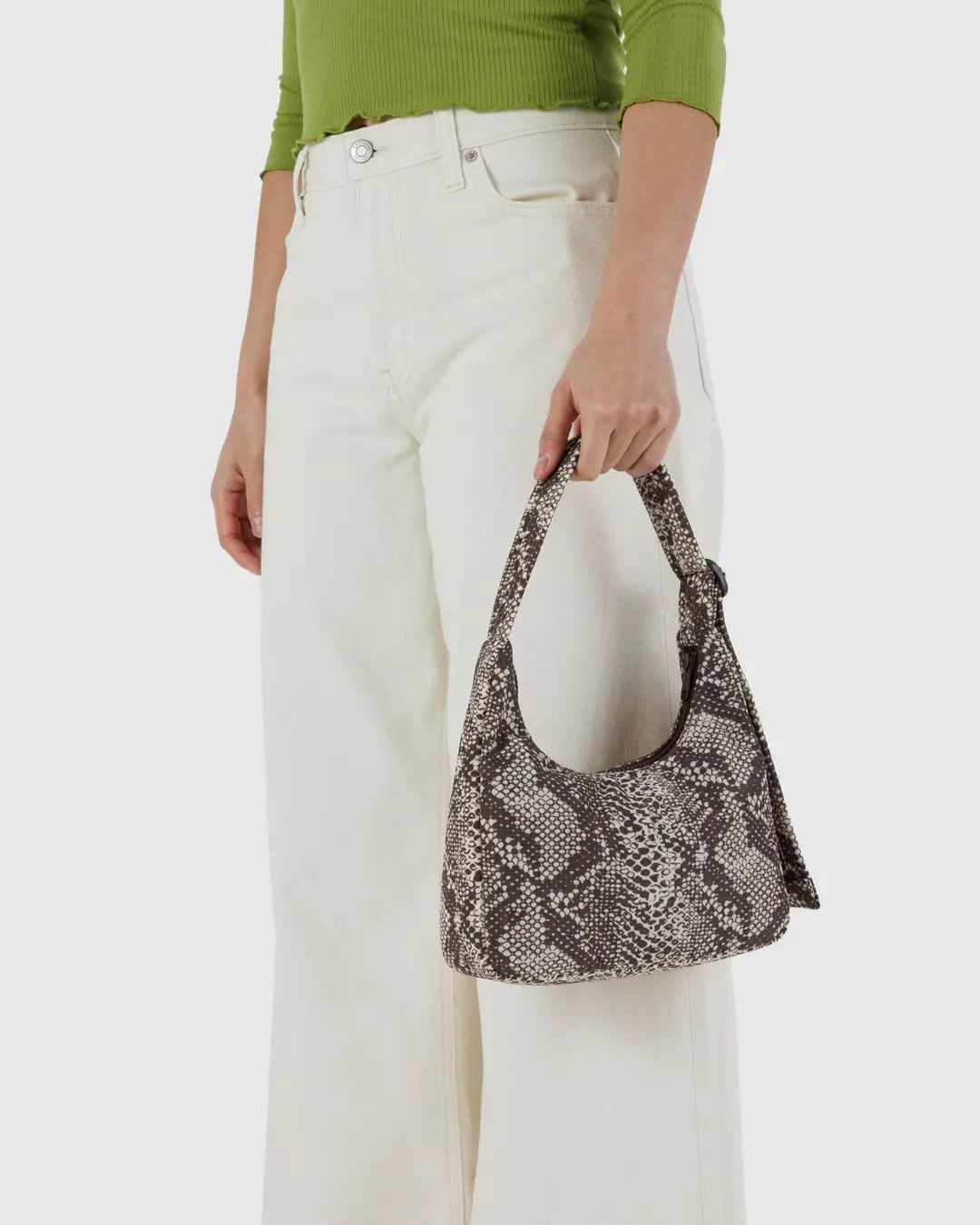 Mini Nylon Shoulder Bag- Snakeskin