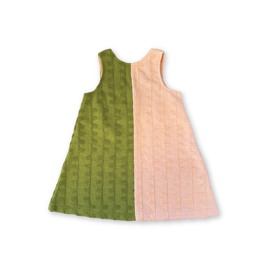 Terry Towelling Flow Dress- Leaf/Peachy