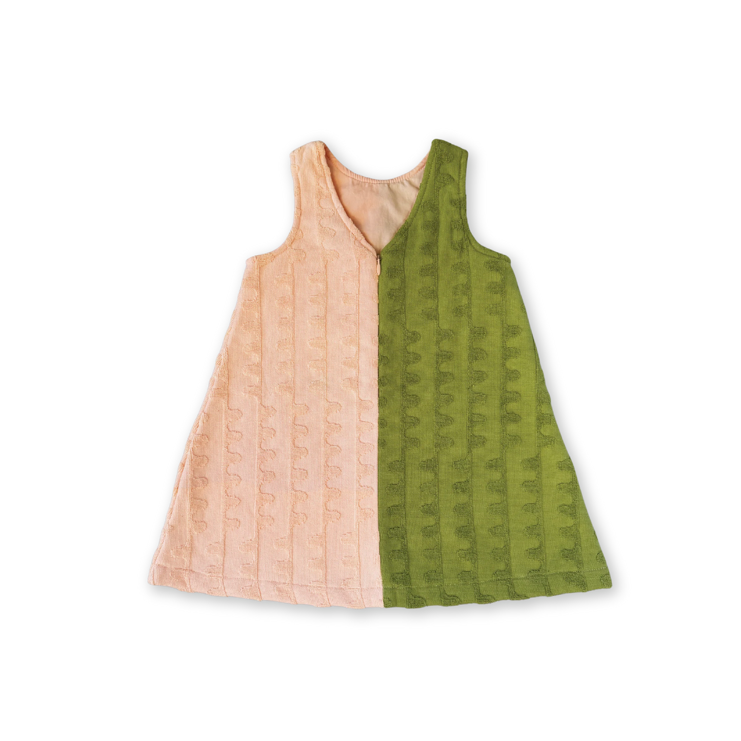 Terry Towelling Flow Dress- Leaf/Peachy