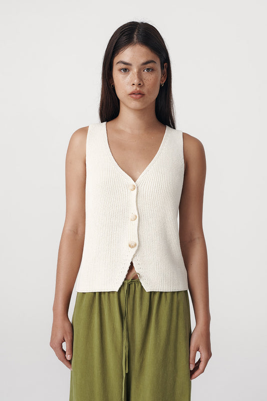 Rio Knit Vest- Bone