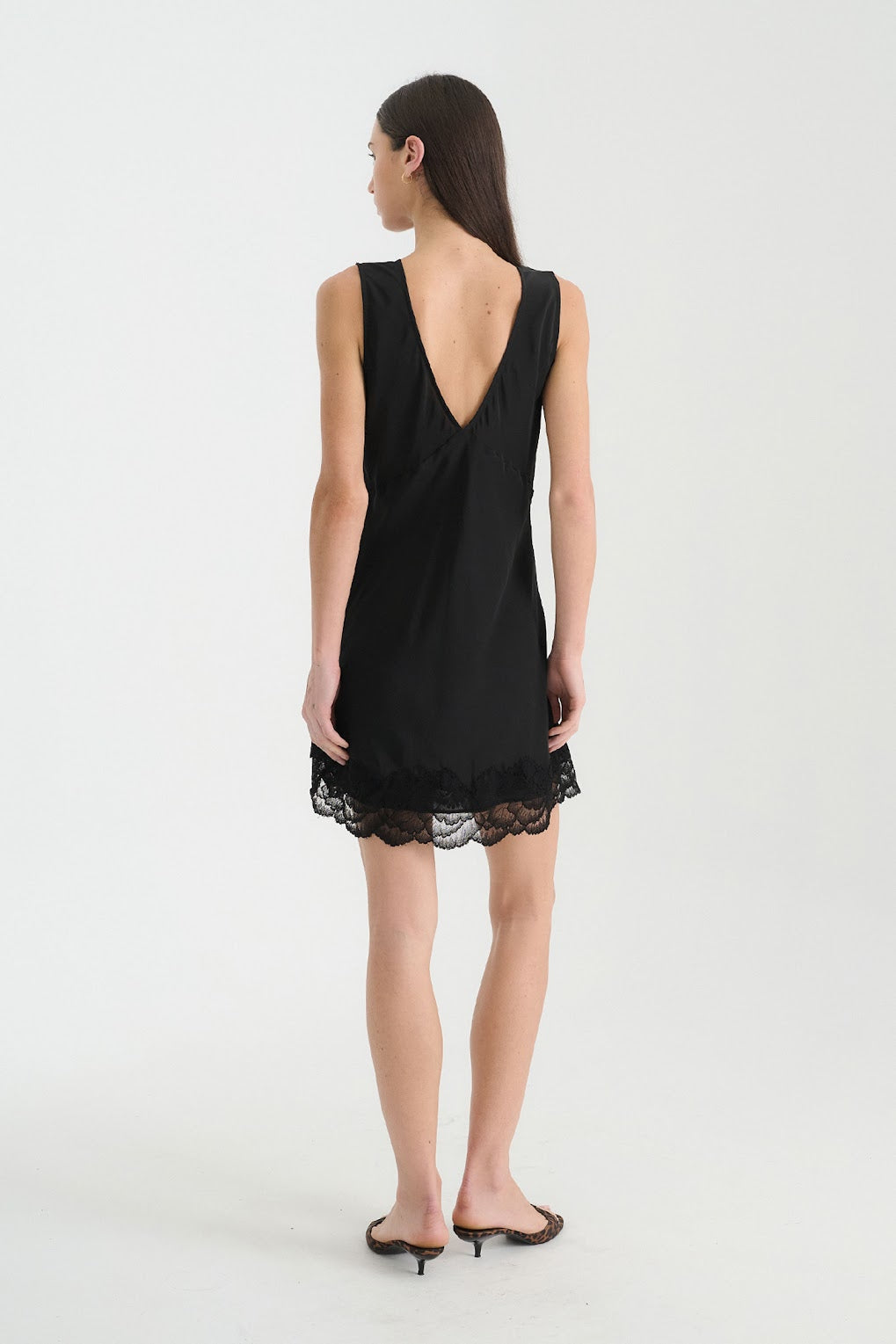 Annie Silk Mini Dress- Noir