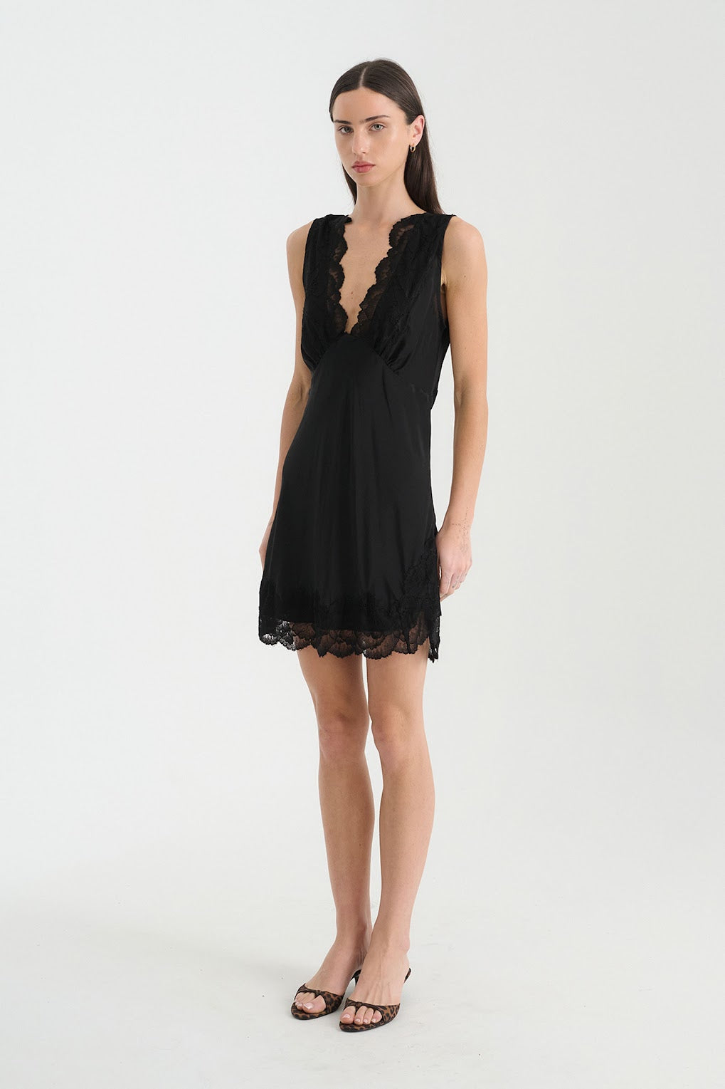Annie Silk Mini Dress- Noir