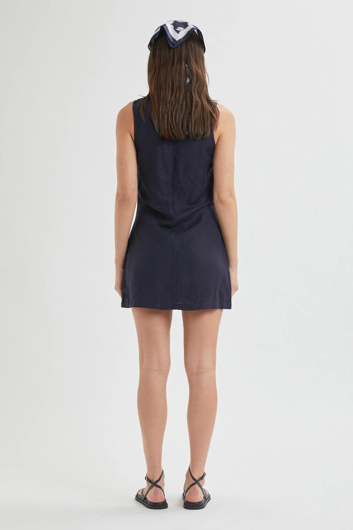 Shift Linen Dress- Navy