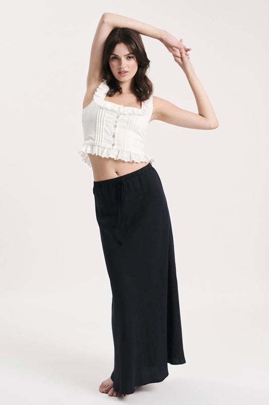 Slip Skirt Linen- Navy