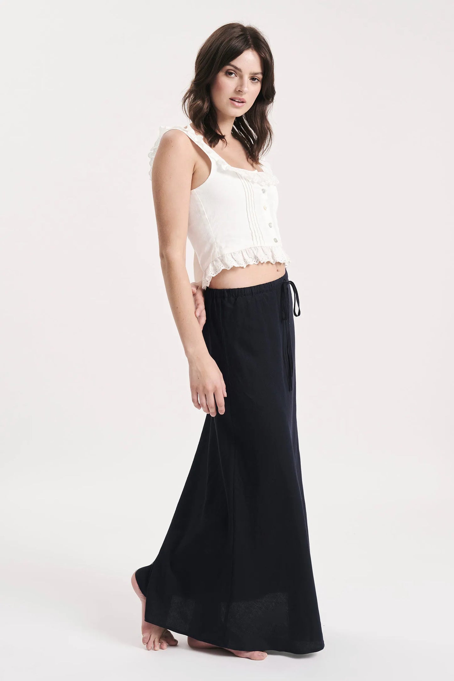 Slip Skirt Linen- Navy