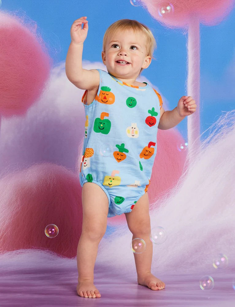 Teeny Tiny Veg Woven Singletsuit