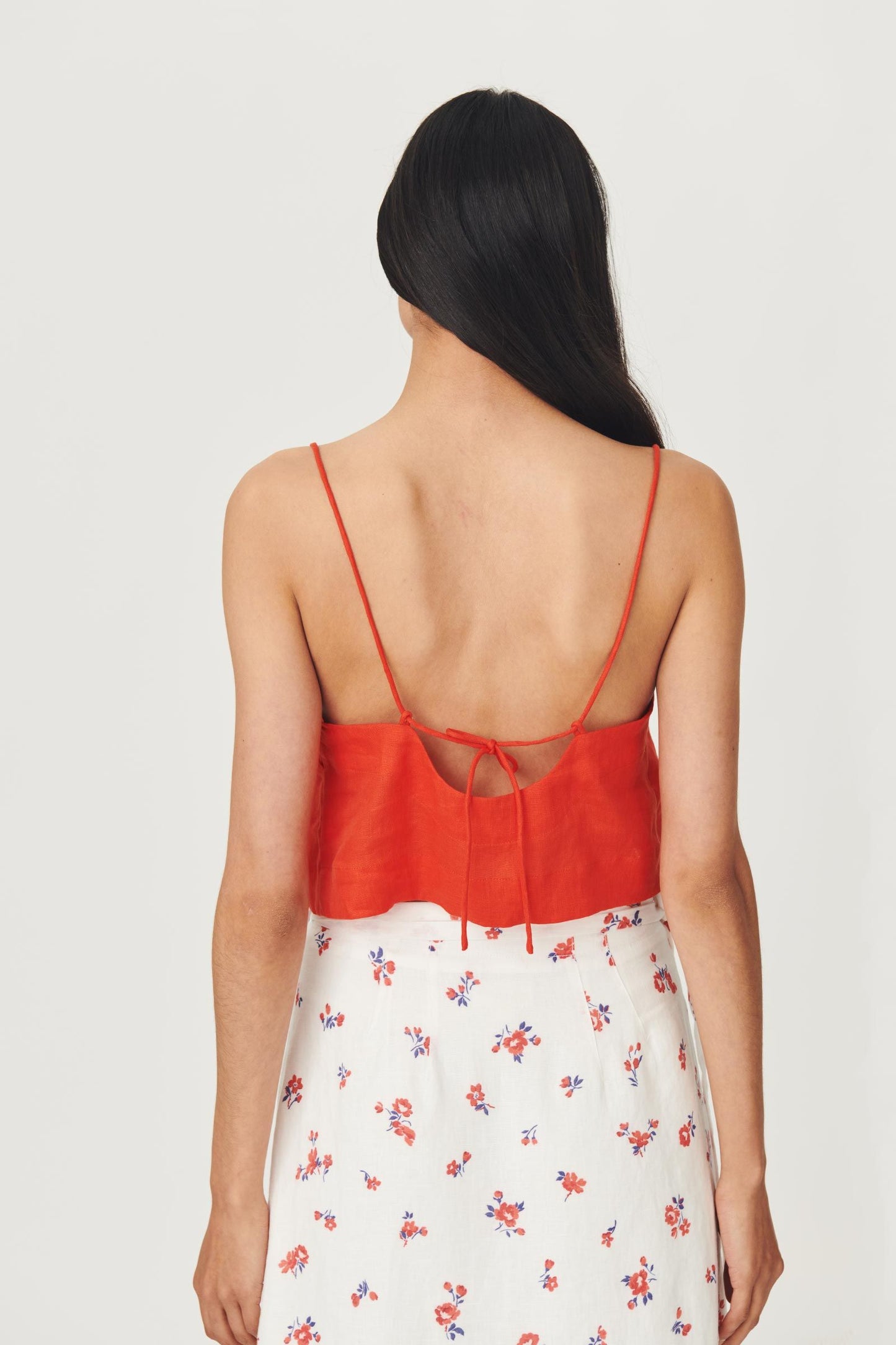 Sunny Linen Crop- Aperol red