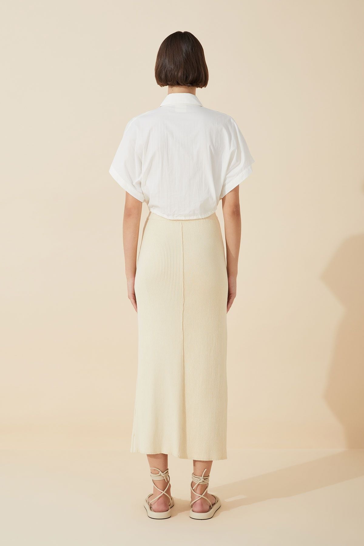 White Organic Cotton Blend Cropped Shirt