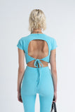 Ribbed Tie Tee- Aquamarine
