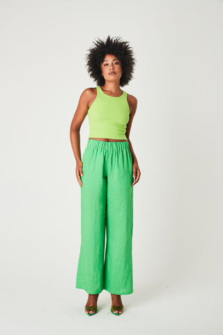 Cropped Racer Tank- Green