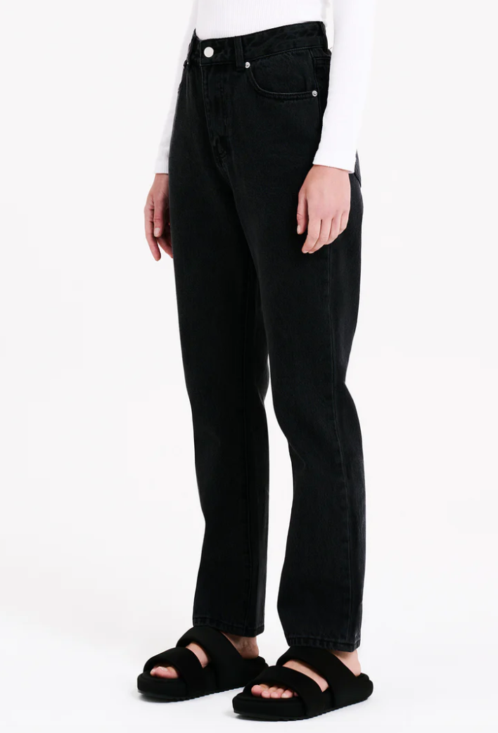 Organic Straight Leg Jean - Washed Black