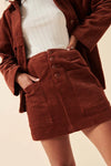 Francoise Cord Mini Skirt - Chestnut