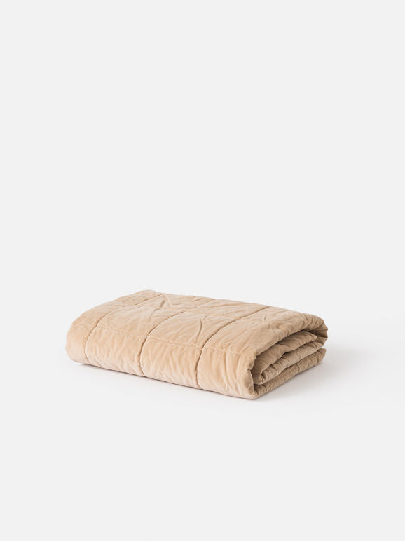 Citta Design Velvet Quilted Throw- Biscuit